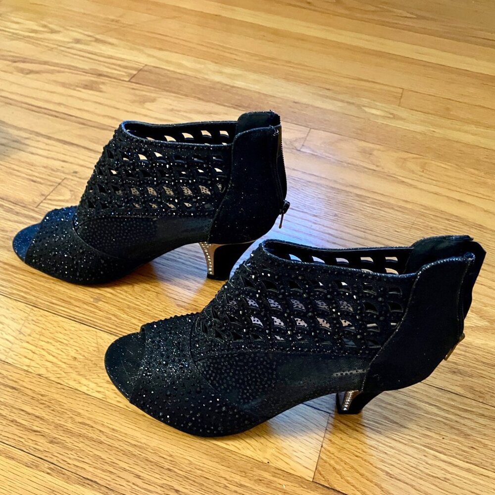 Pierre Dumas Evening Booties, Black Sparkle, Size 7 - Picture 5 of 8